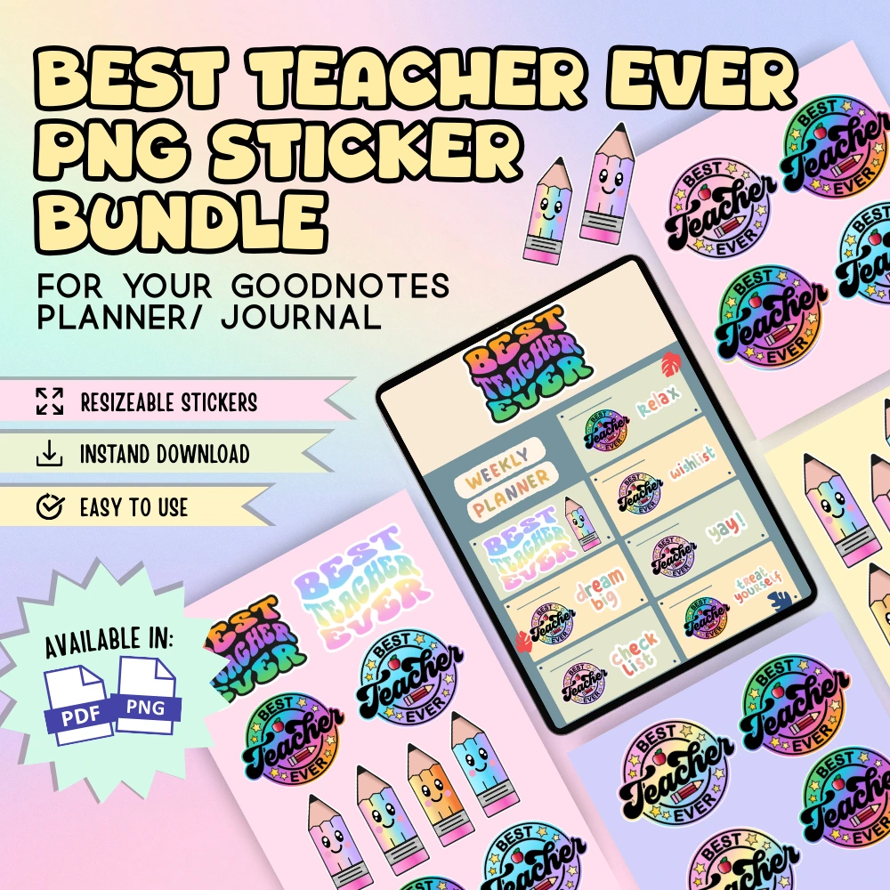 Best Teacher Ever PNG Sticker Bundle