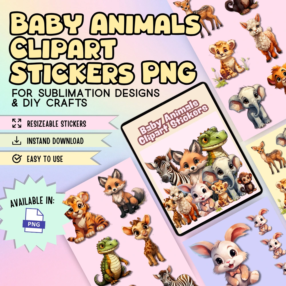 Baby Animals Clipart Stickers PNG
