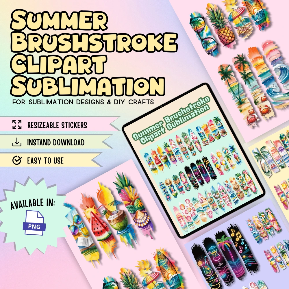 Summer Brushstroke Clipart Sublimation